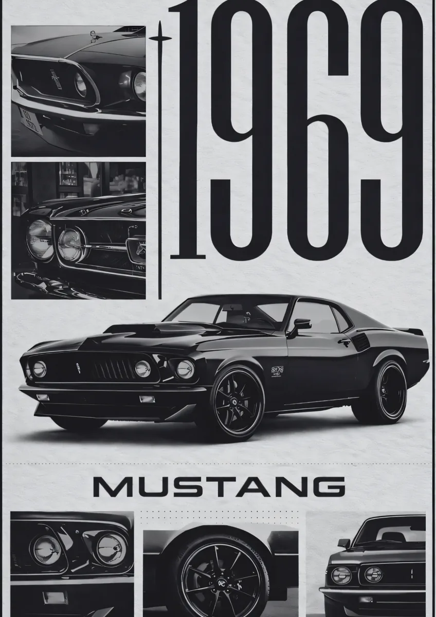 1969 Mustang Vintage Muscle Car Poster