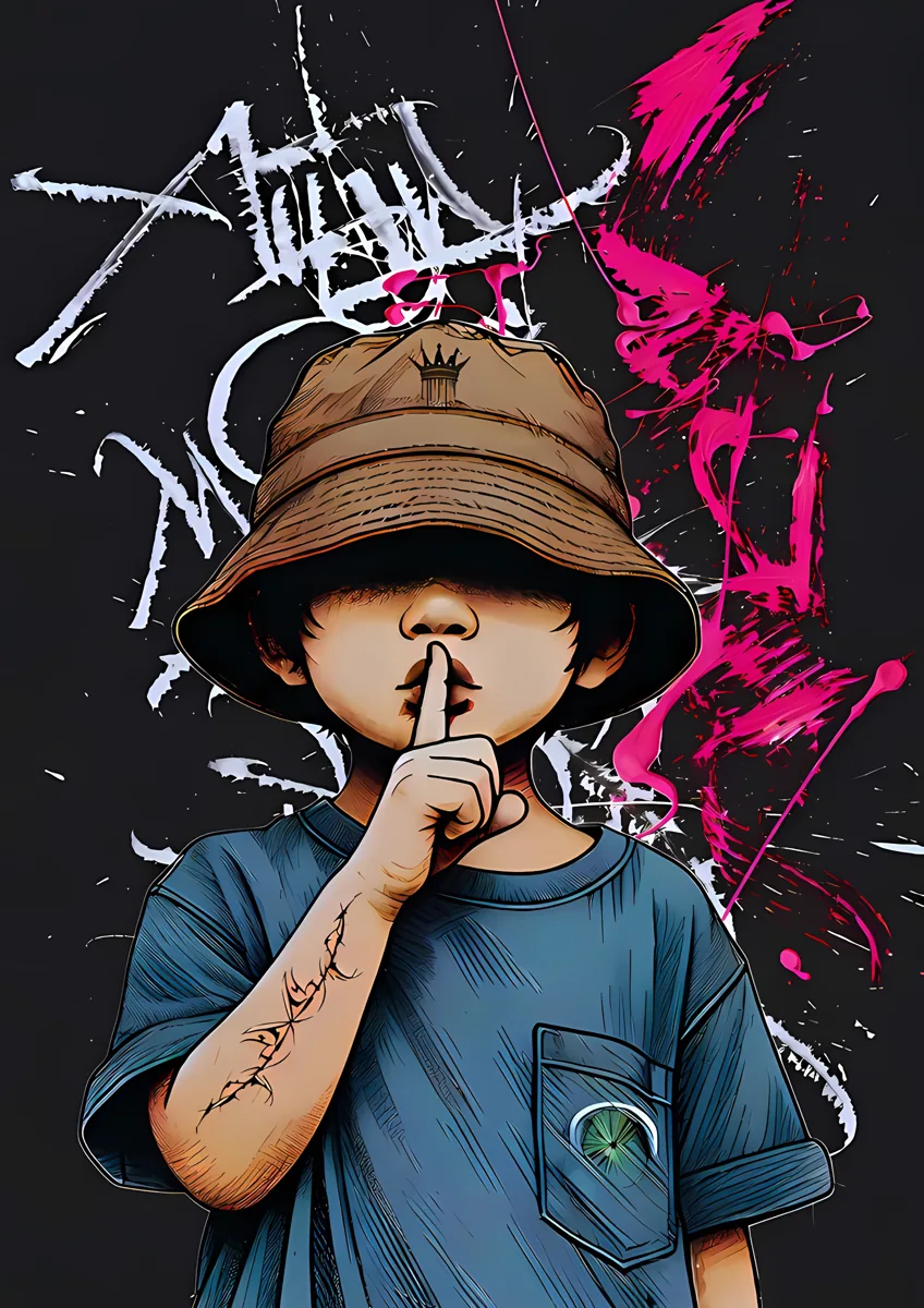 Anime Boy Bucket Hat Shh Poster