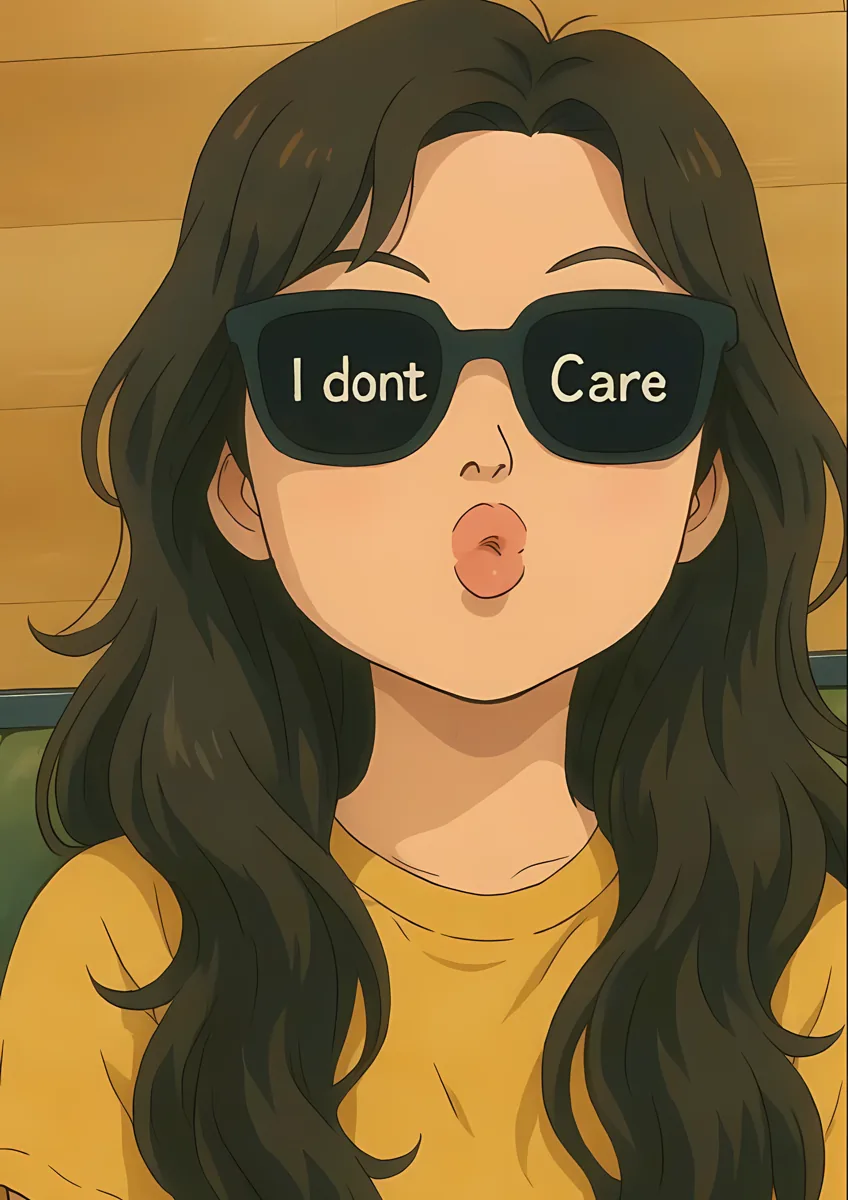Anime Girl Idontcare Sunglasses Poster