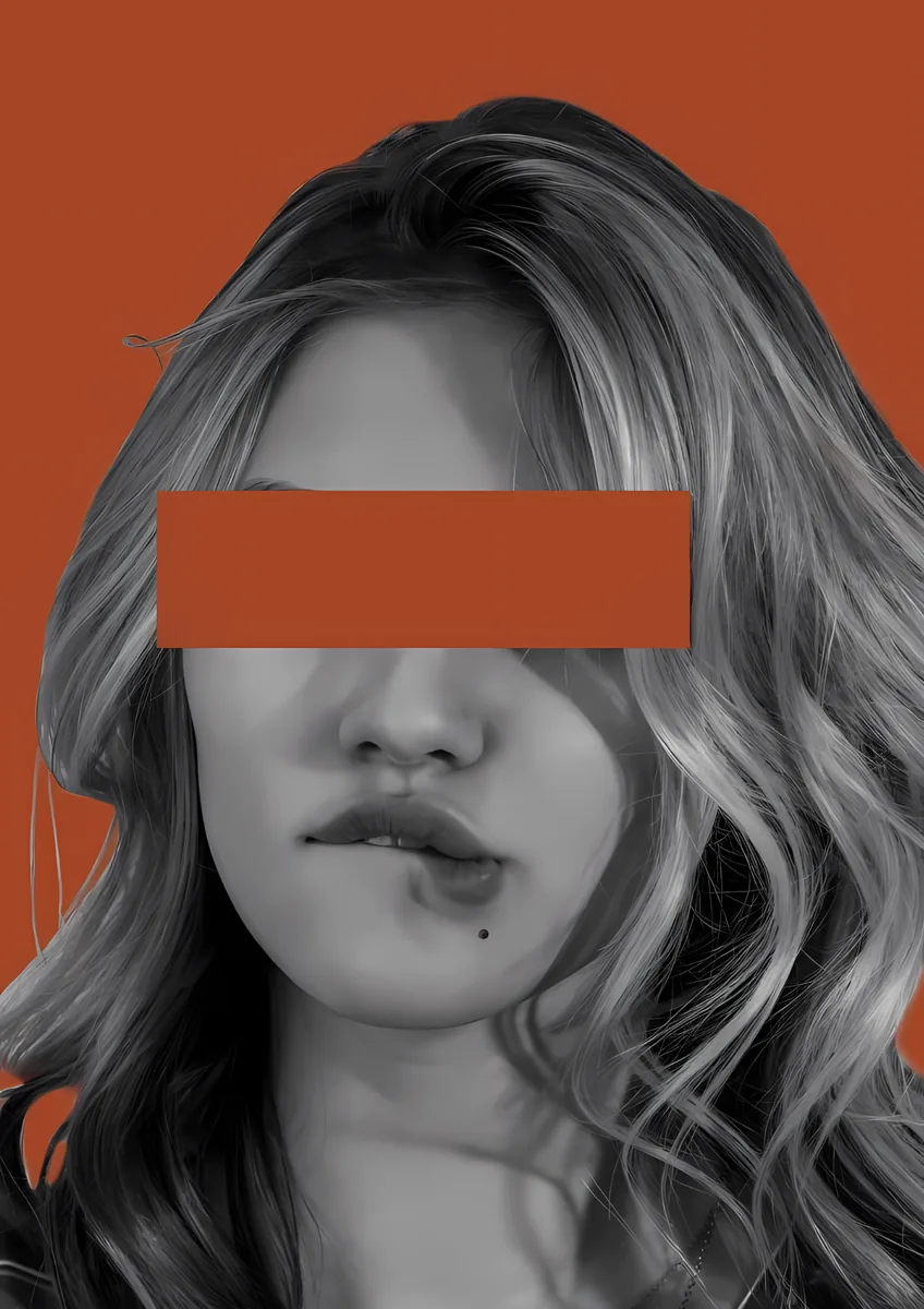 Censored Eyes Lip Bite Woman Poster
