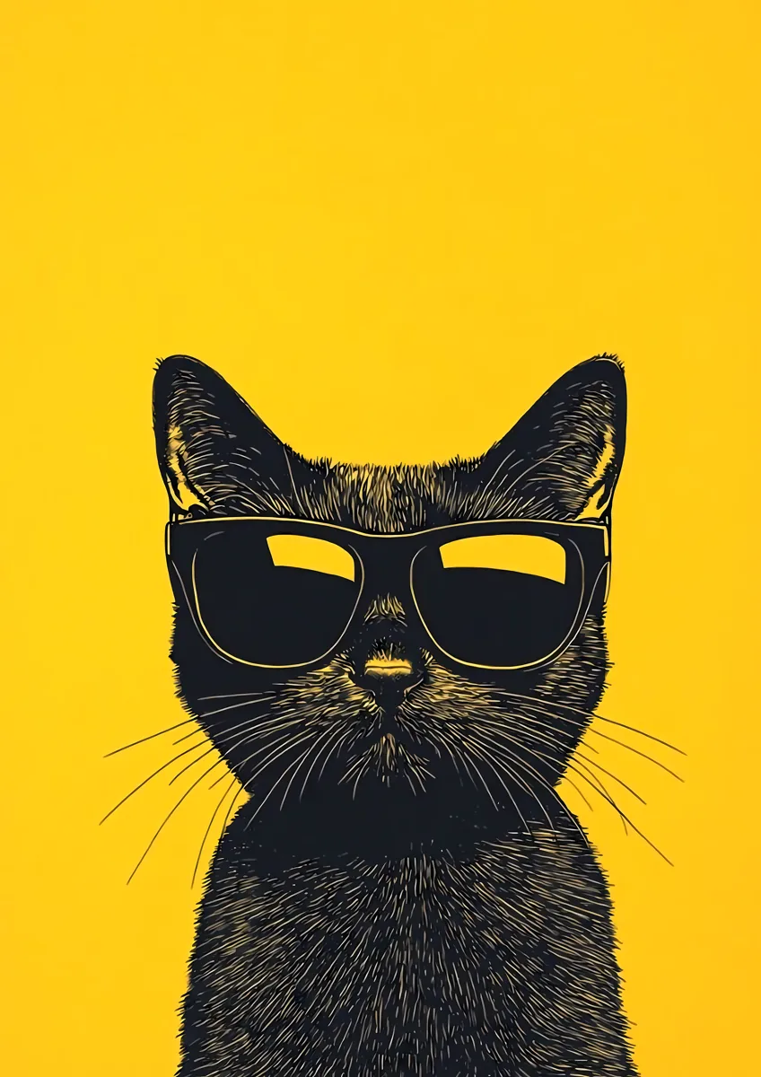 Cool Cat Sunglasses Yellow Poster