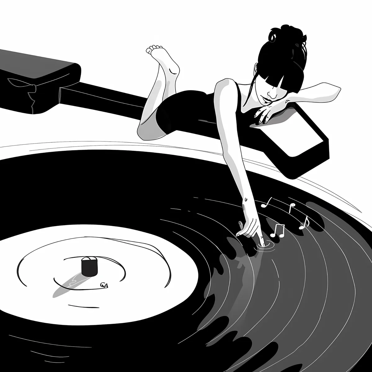 Girl Turntable Vinyl Poster