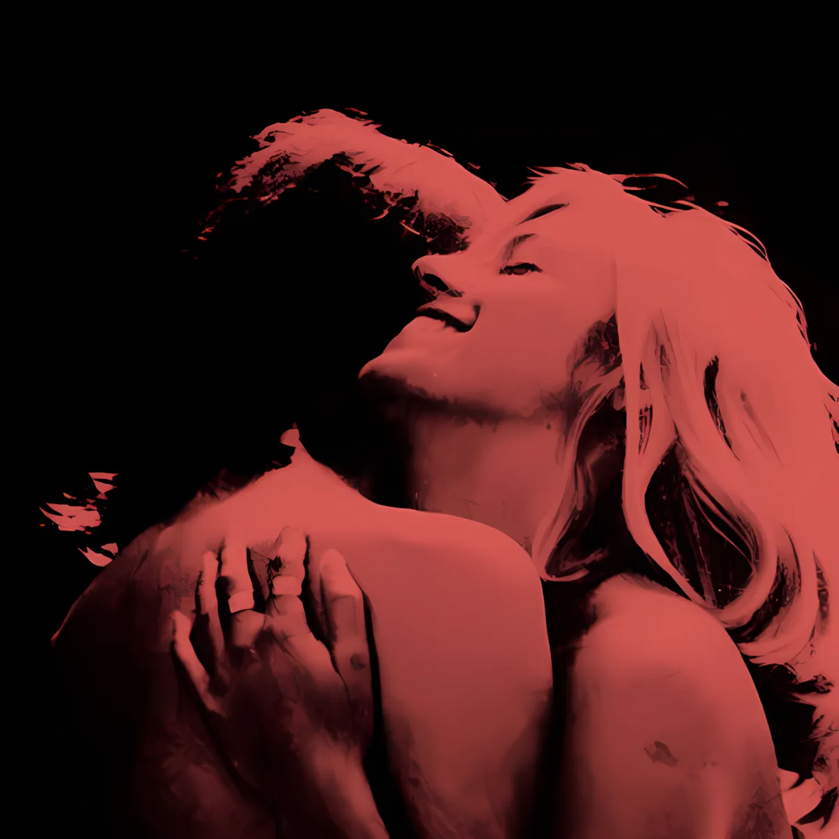 Red Monochrome Embrace Poster