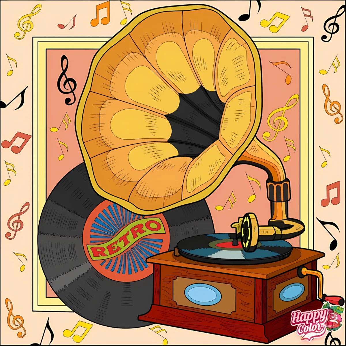 Retro Gramophone Vinyl Poster