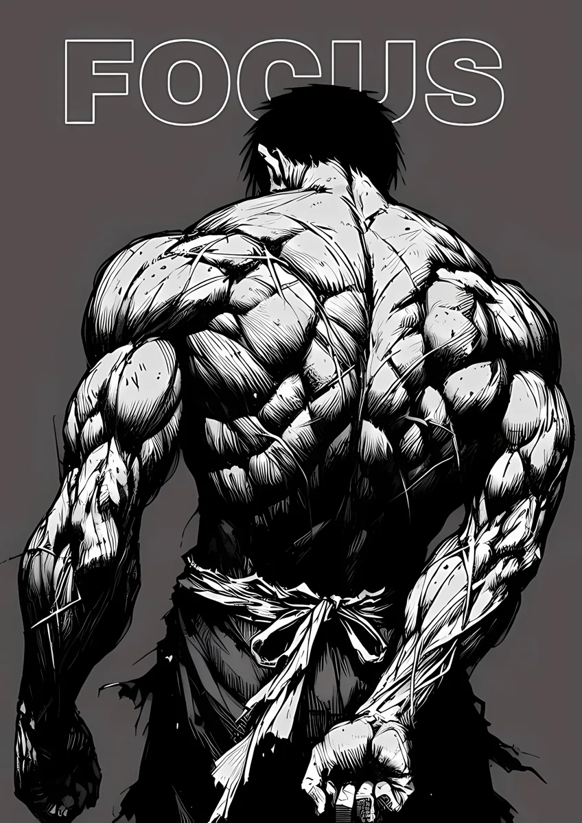 Baki Hanma Muscular Back Focus Poster