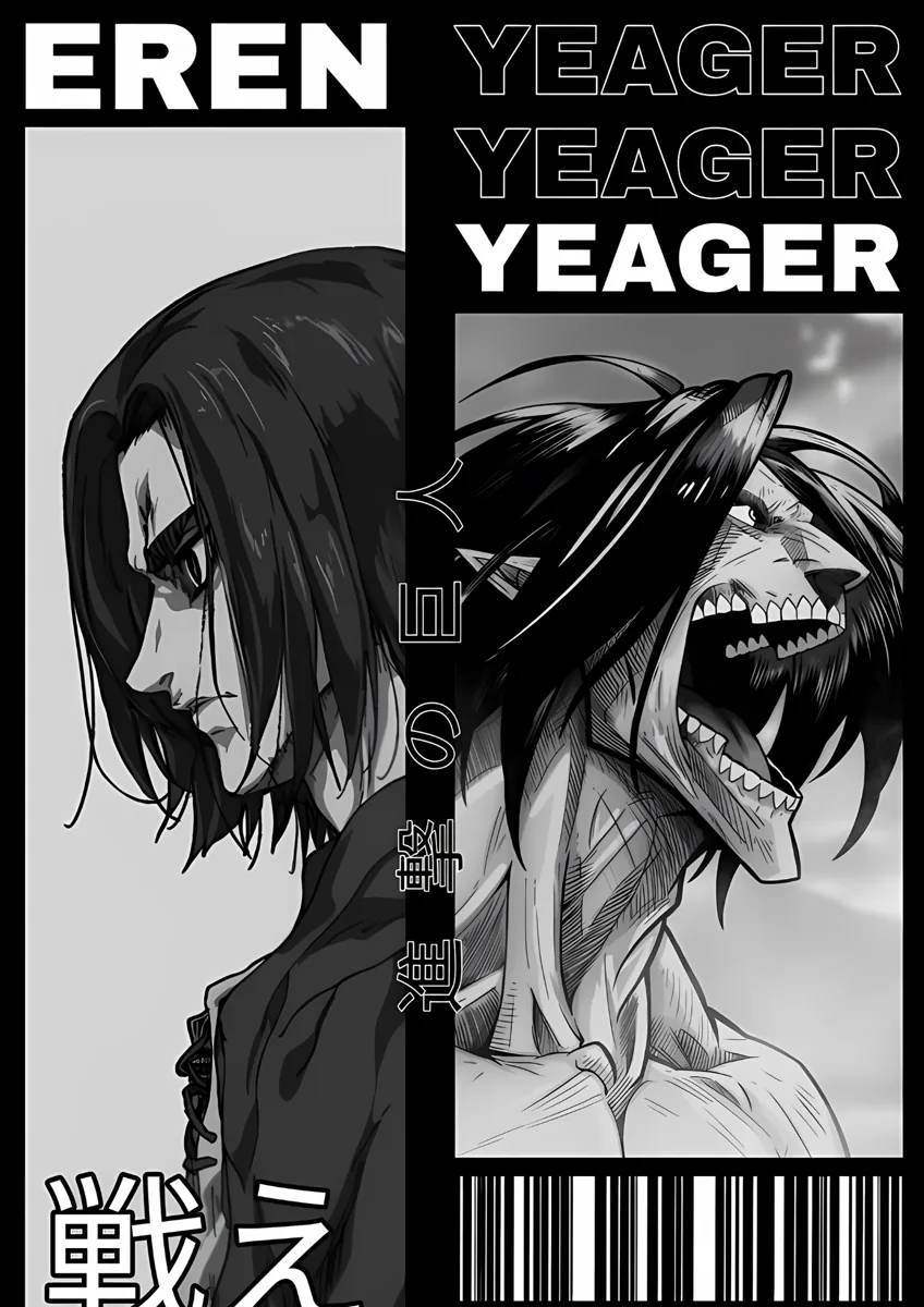Eren Yeager Attack Titan Split Poster