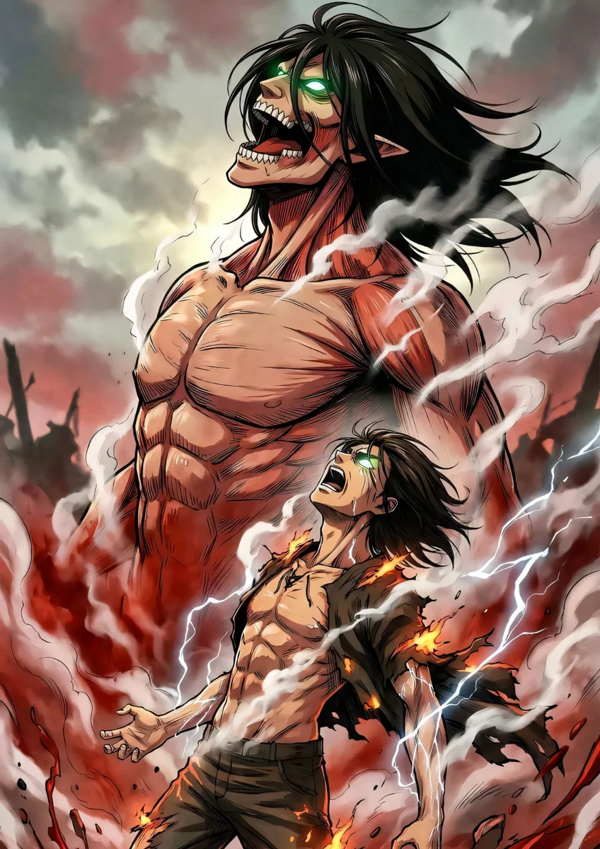 Eren Yeager Attack Titan Transformation Poster