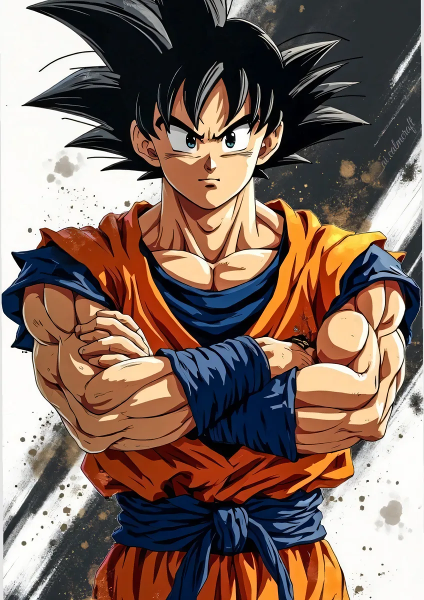 Goku Base Form Crossed Arms Poster