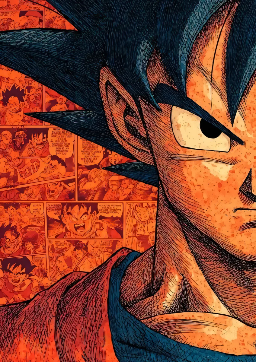 Goku Dragon Ball Manga Panel Split Poster