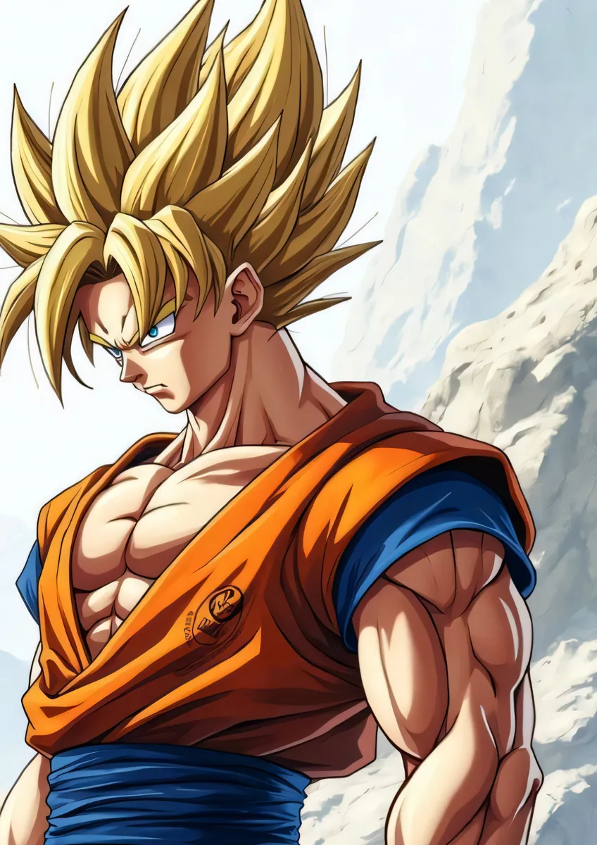Goku Super Saiyan Blonde Hair Mountain Poster