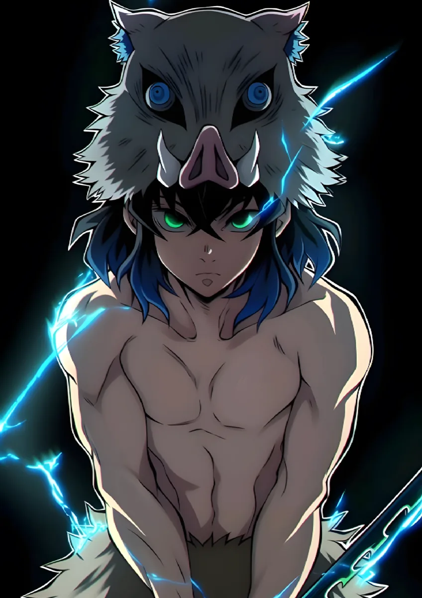 Inosuke Hashibira Unmasked Boar Hood Poster