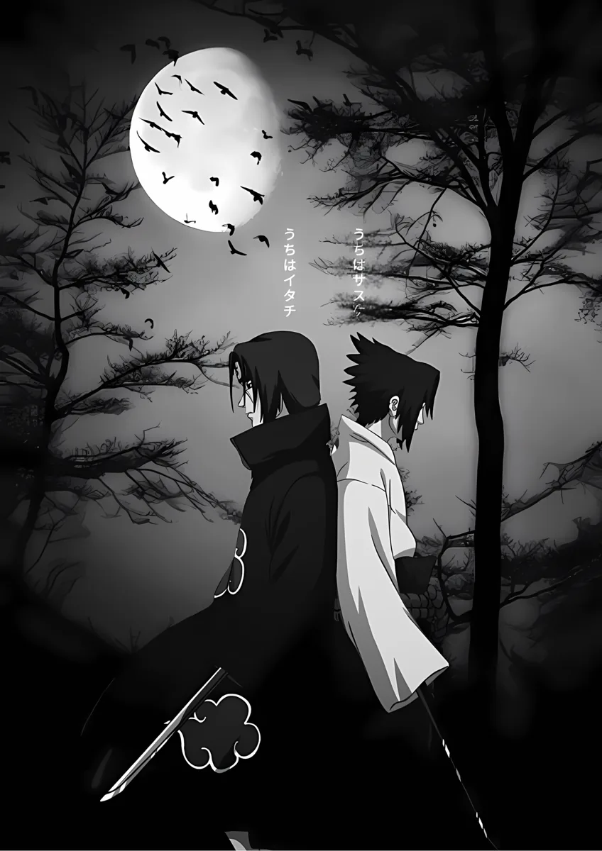 Itachi And Sasuke Uchiha Moon Forest Poster