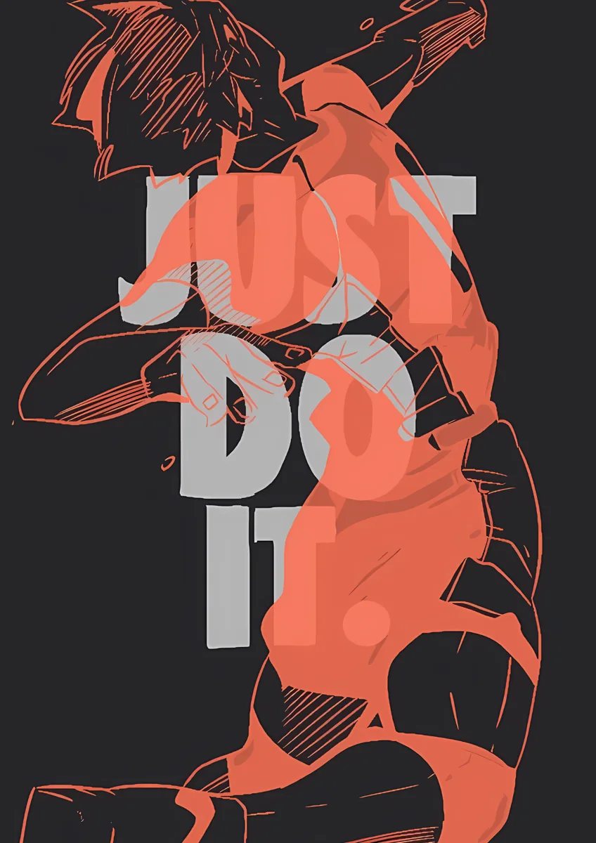 Just Do It Anime Fighter Sketch Poster