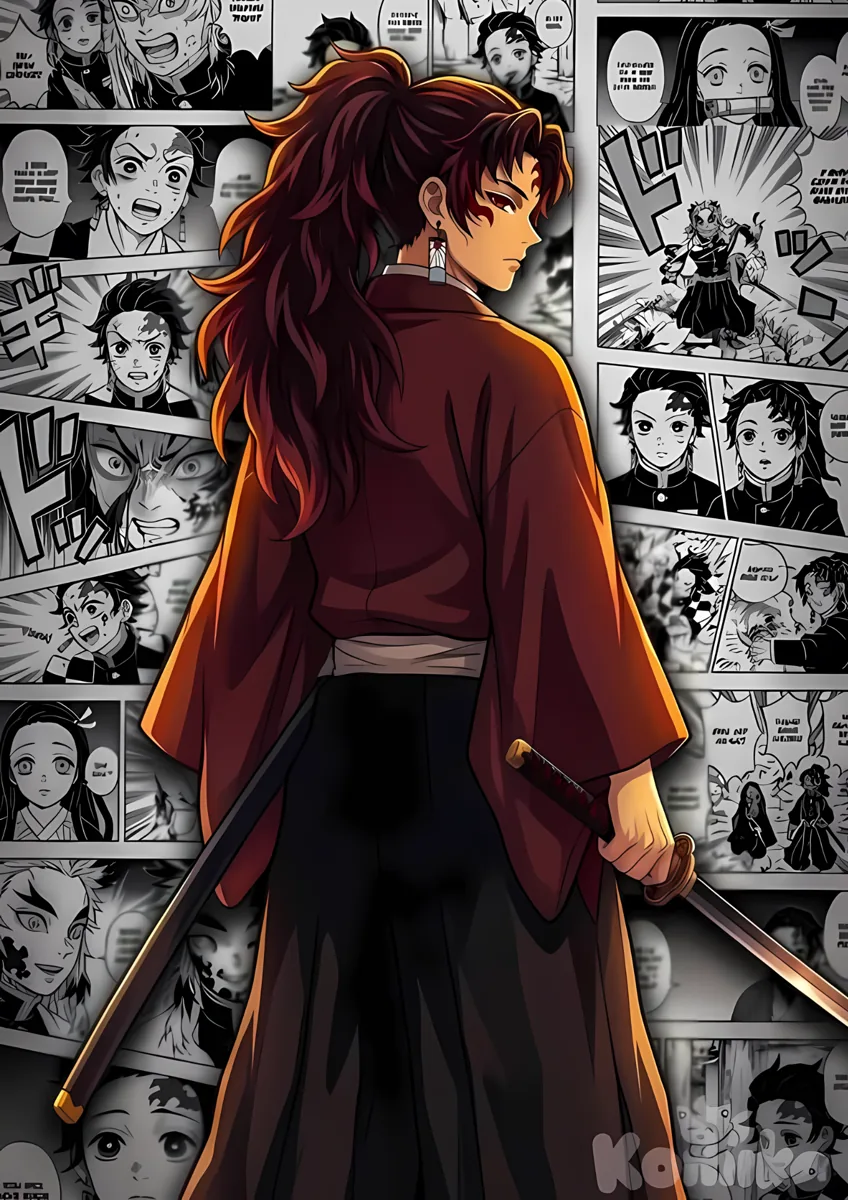 Yoriichi Tsugikuni Sun Breathing Manga Poster
