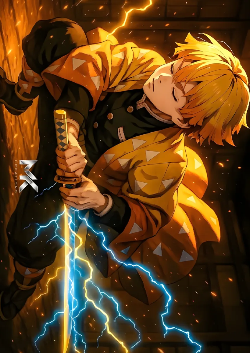 Zenitsu Agatsuma Lightning Slash Attack Poster