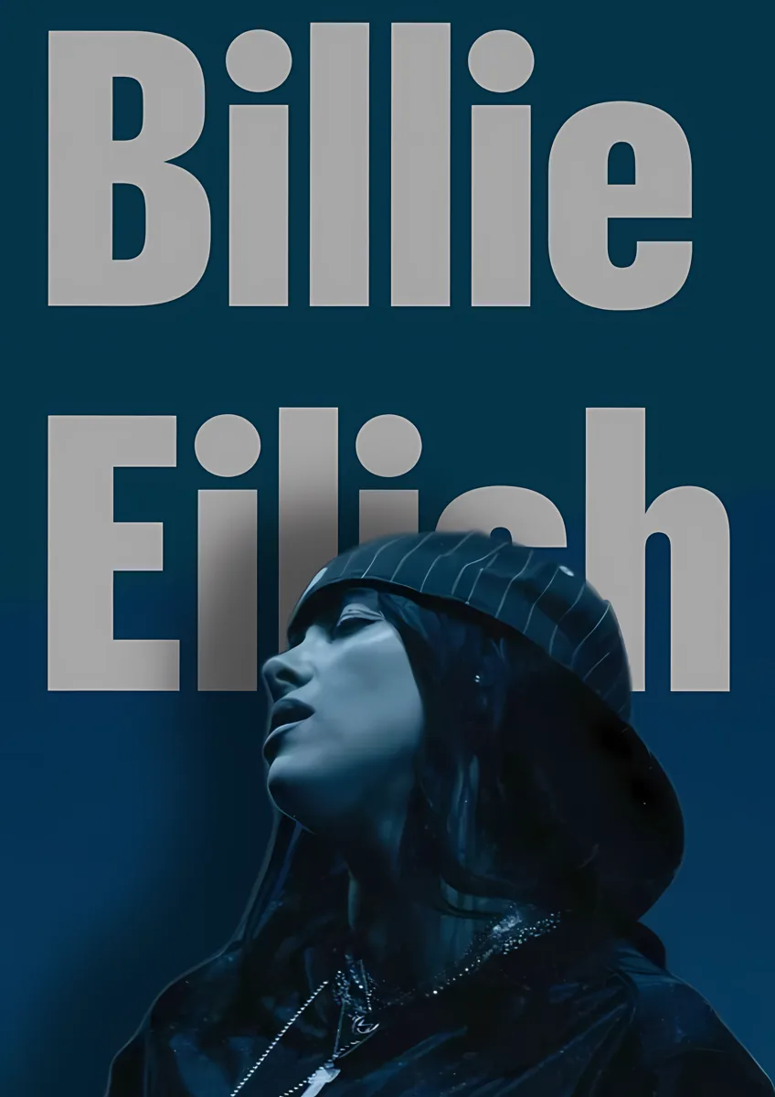 Billie Eilish Teal Typography Poster