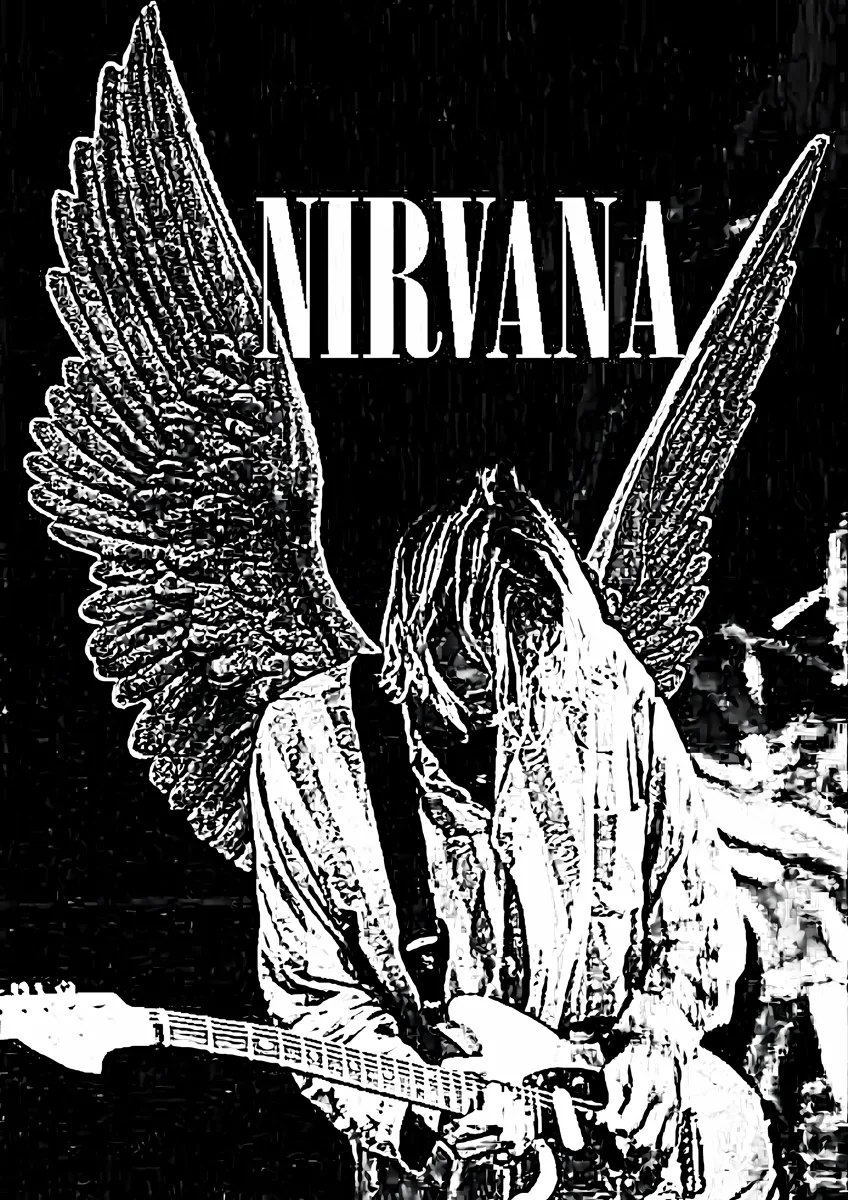 Nirvana Kurt Cobain Angel Wings Poster