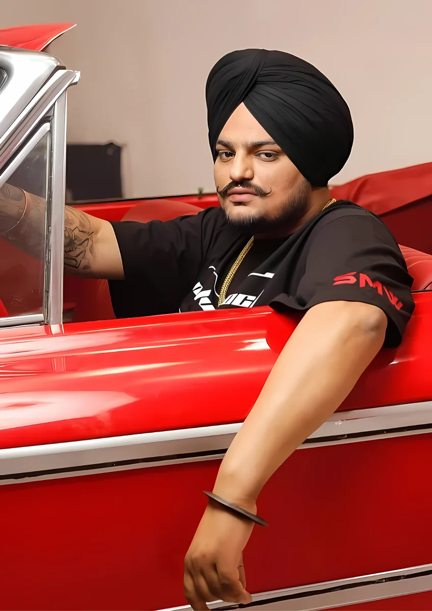 Sidhu Moose Wala Red Vintage Car Poster