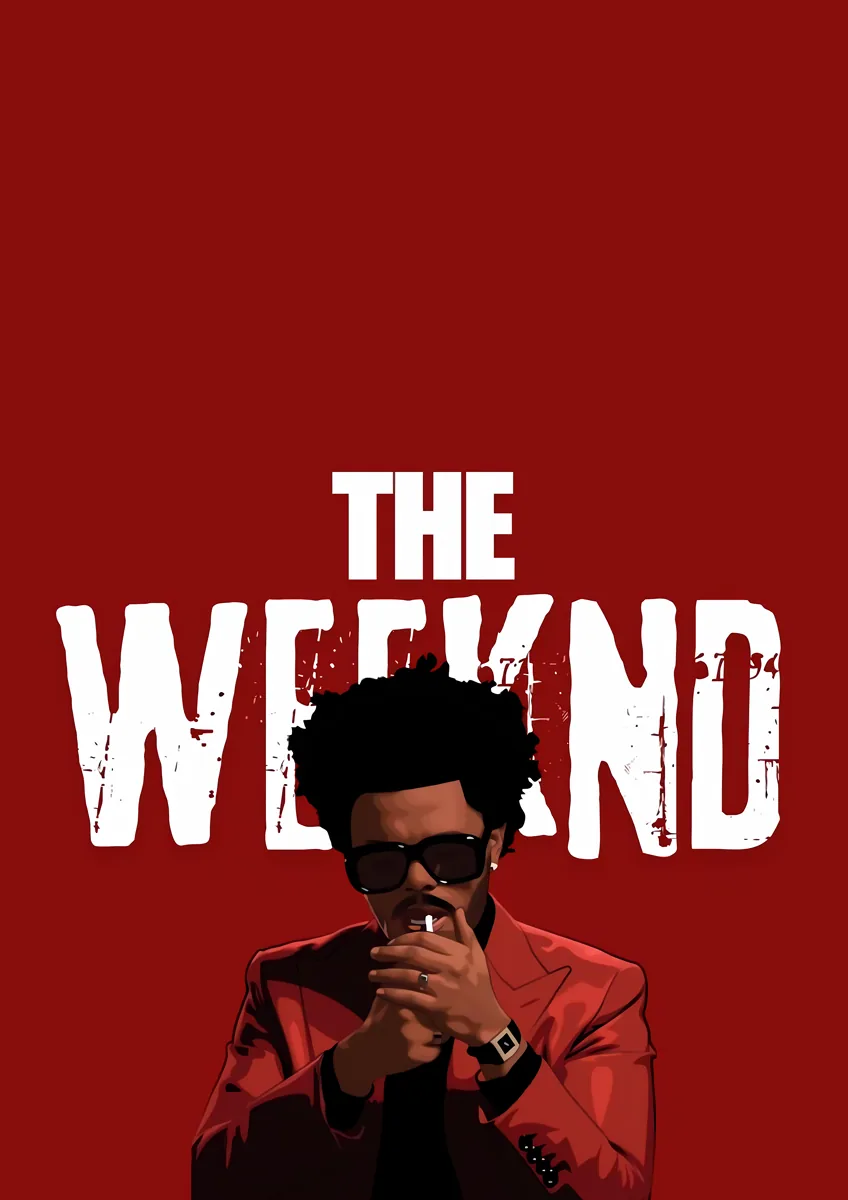 The Weeknd Red Suit Cigarette Poster