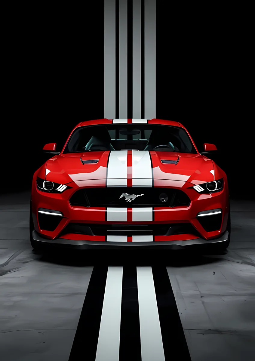 Ford Mustang Gt500 Red Racing Stripes Poster