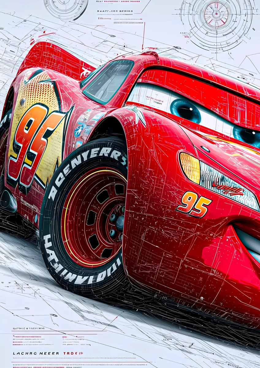 Lightning Mcqueen 95 Blueprint Sketch Poster