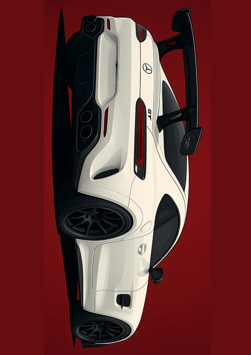 Mercedes Amg Gt White Rear Wing Poster