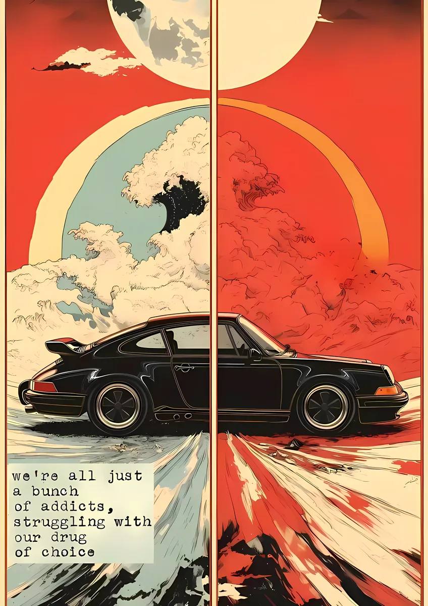 Porsche 911 Classic Addicts Wave Art Poster