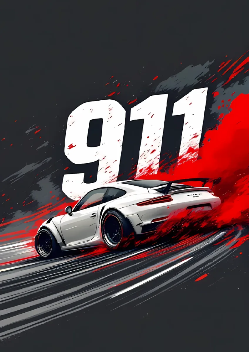 Porsche 911 Gt3 Rs Red Drift Poster