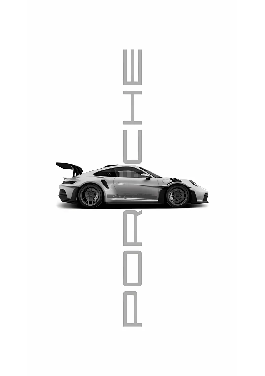 Porsche 911 Gt3 Rs Side Profile Clean Poster