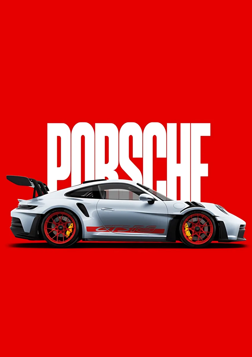 Porsche 911 Gt3 Rs White Red Side Poster