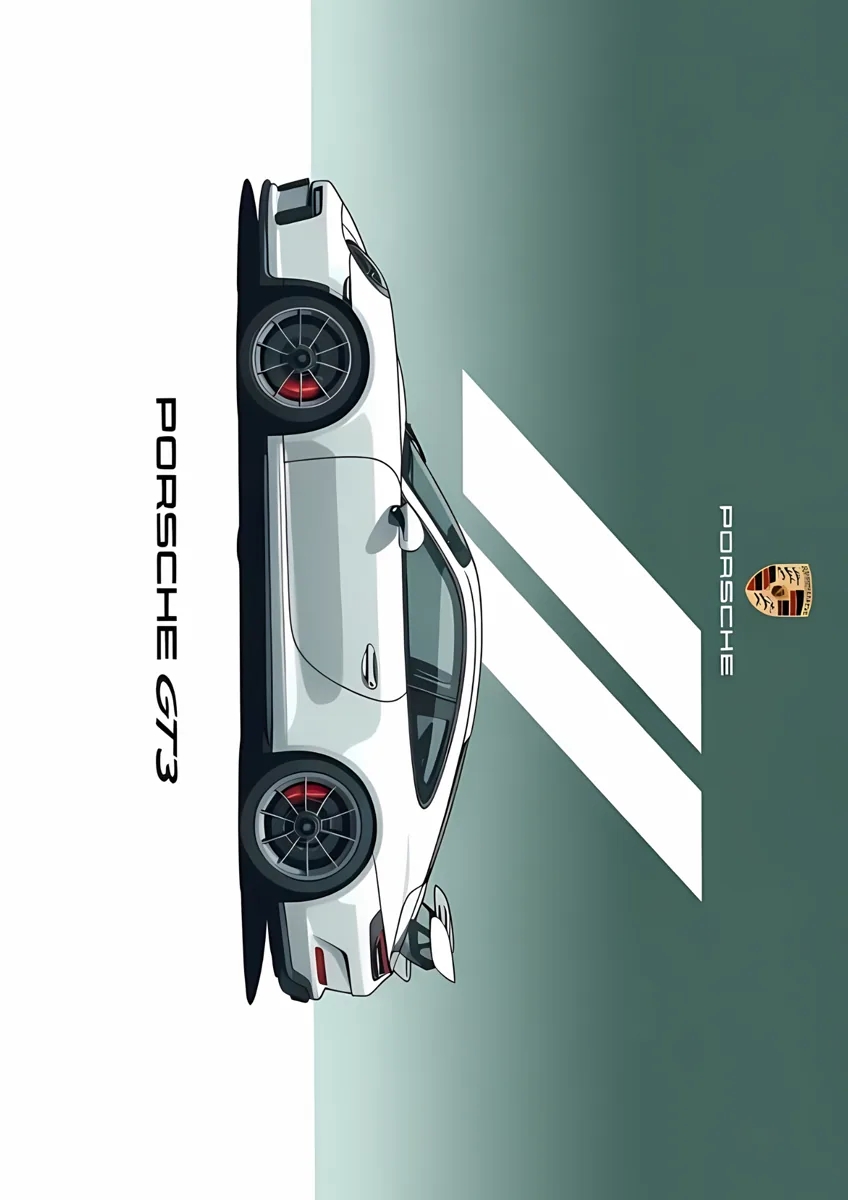 Porsche Gt3 White Side Green Bg Poster