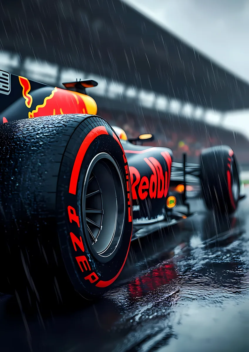 Red Bull F1 Wet Wheel Close Up Poster