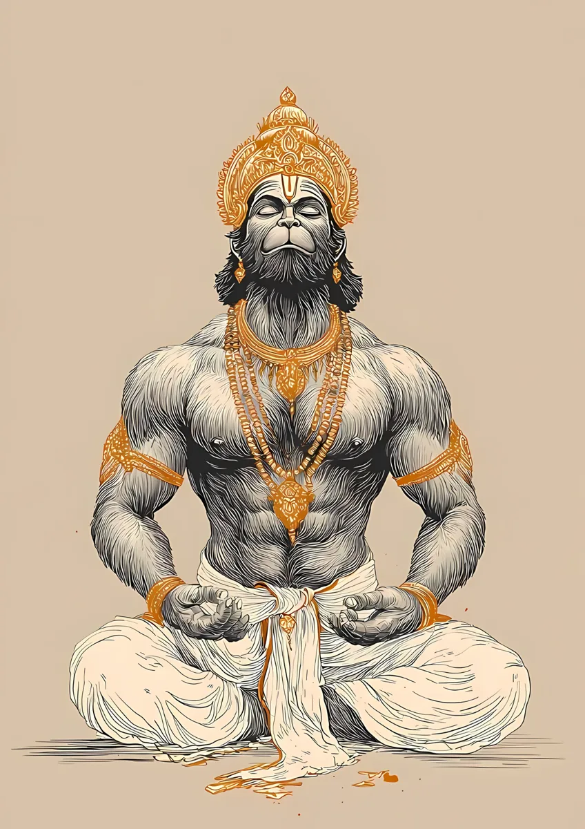 Hanuman Dhyana Sketch Poster