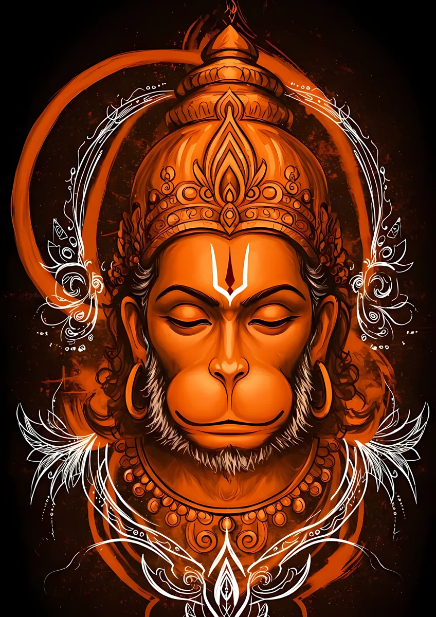 Hanuman Golden Lineart Poster