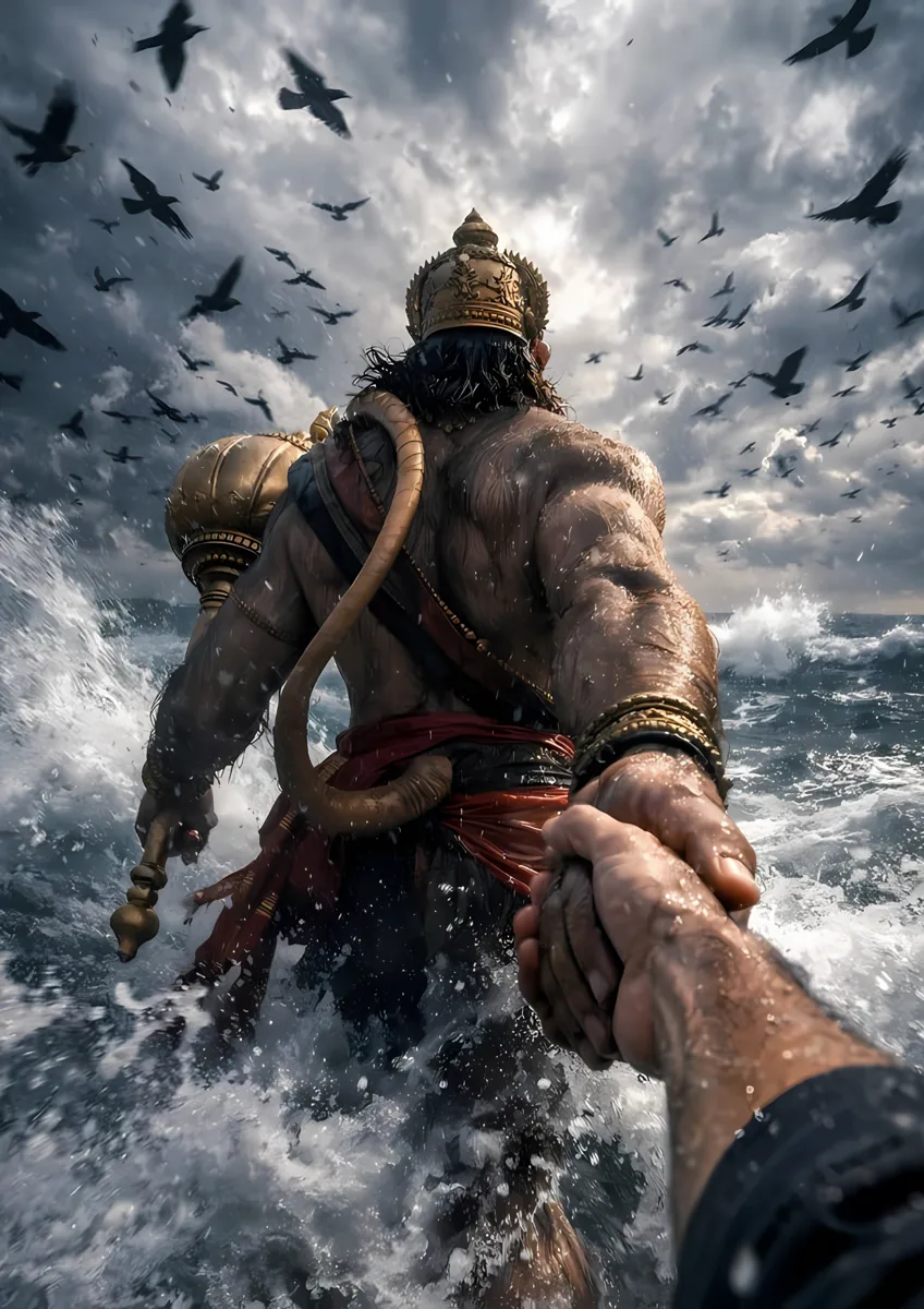 Hanuman Ocean Storm Poster
