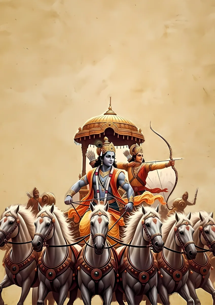 Krishna Arjuna Chariot Poster