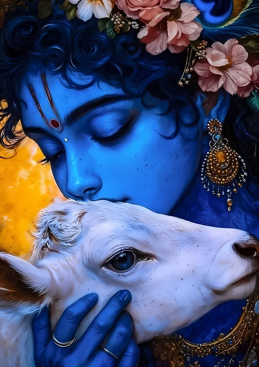 Krishna Sacred Calf Poster