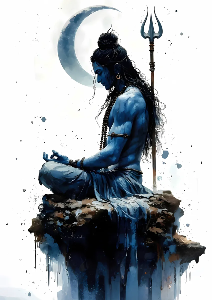 Meditating Shiva Moon Poster