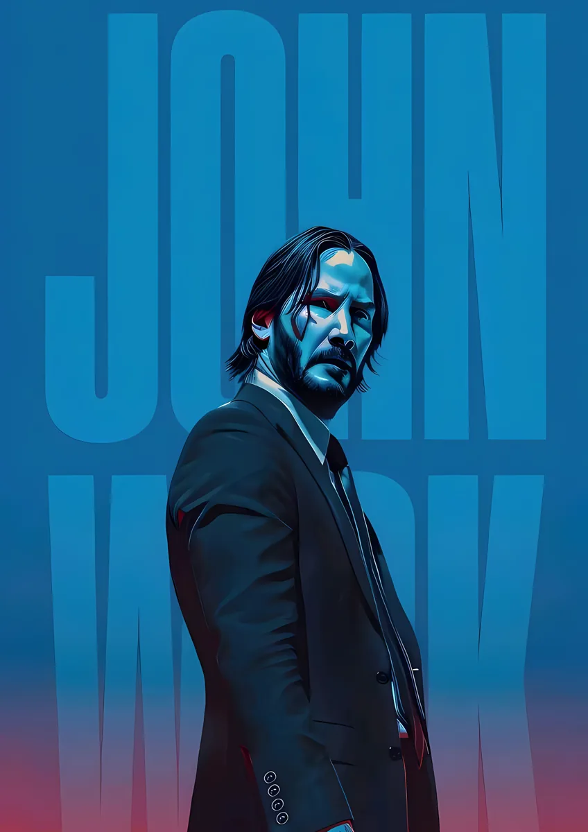 John Wick Blue Portrait Poster