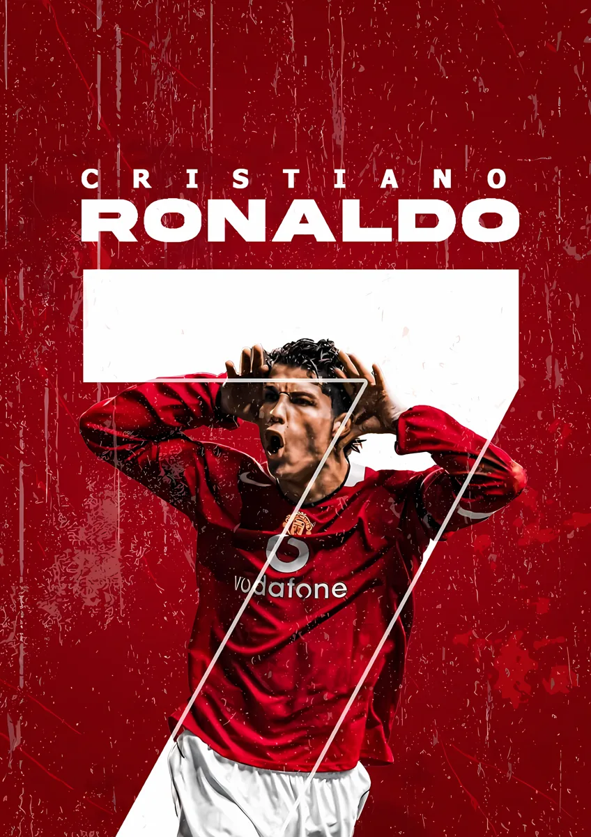 Cristiano Ronaldo Cr7 Red Devils Vodafone Poster