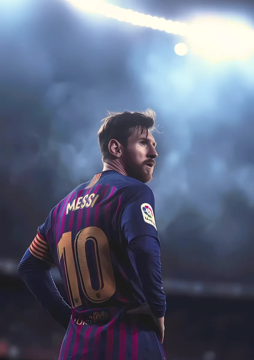 Lionel Messi Barcelona 10 Gold Back Profile Poster