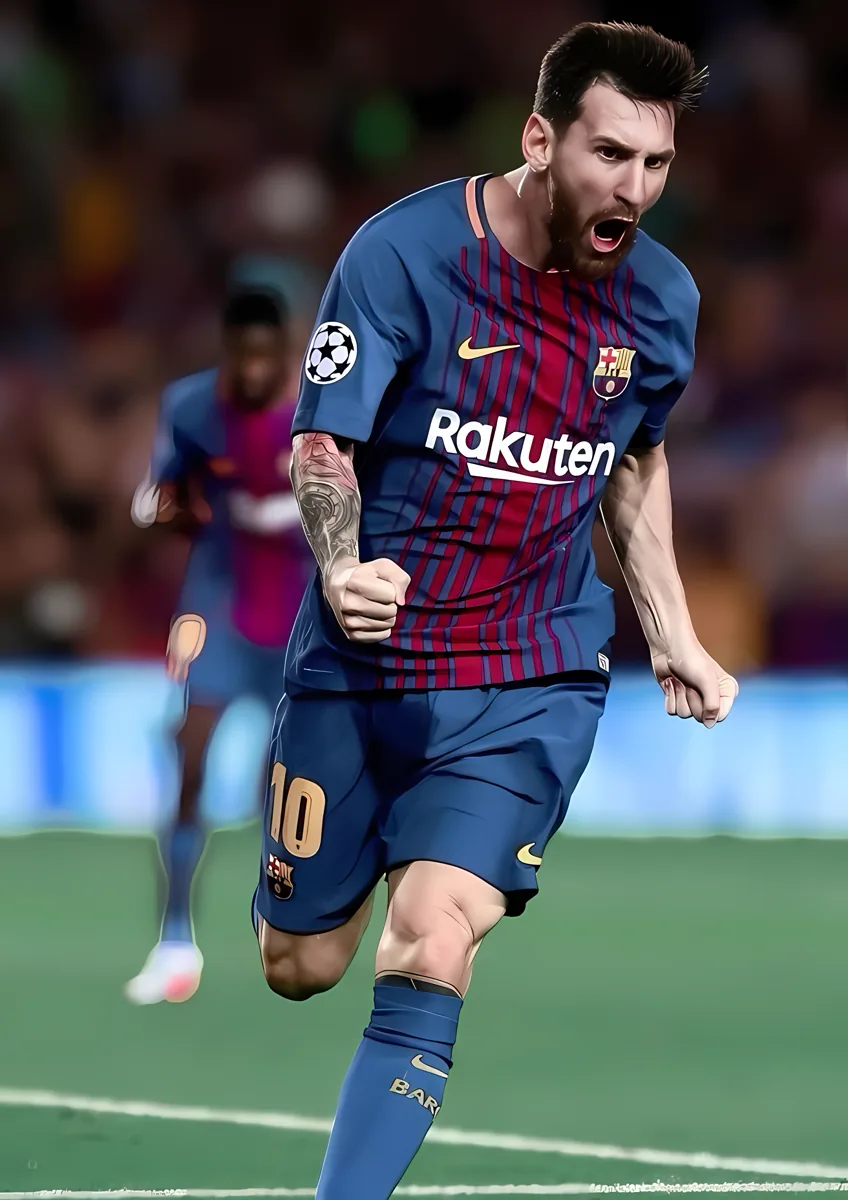 Lionel Messi Barcelona Rakuten Fist Pump Poster