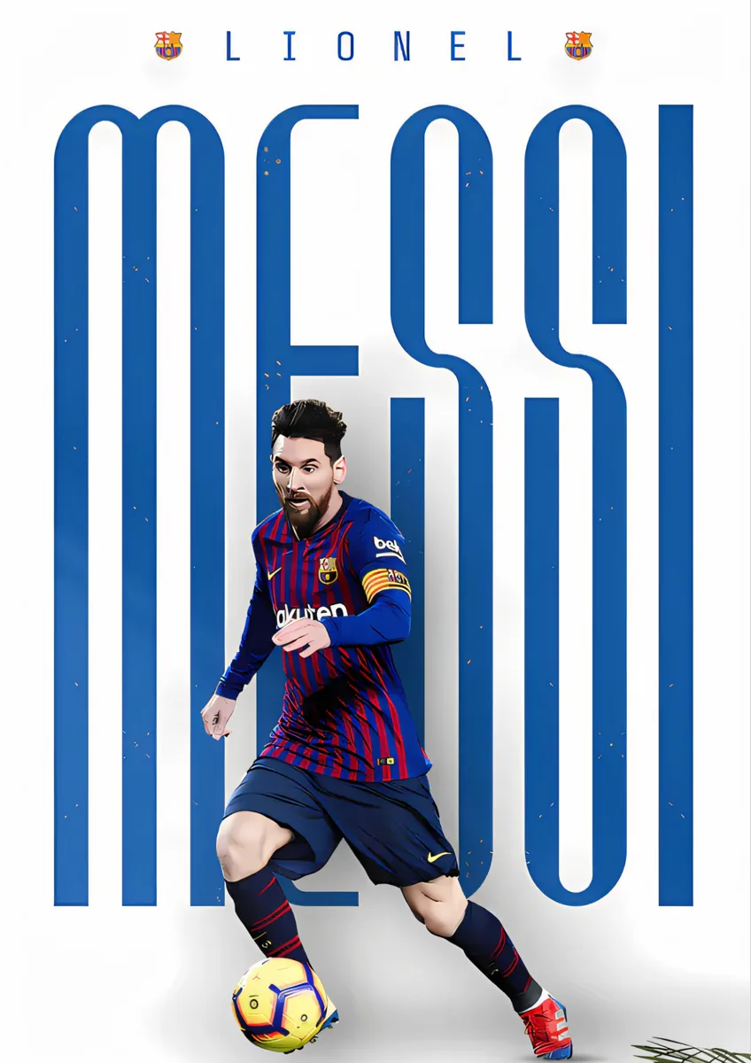 Lionel Messi Dribbling Bold Typography Poster