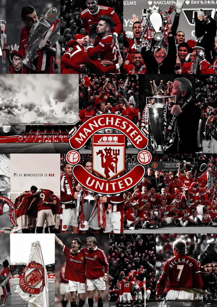 Manchester United Red Devils History Collage Poster