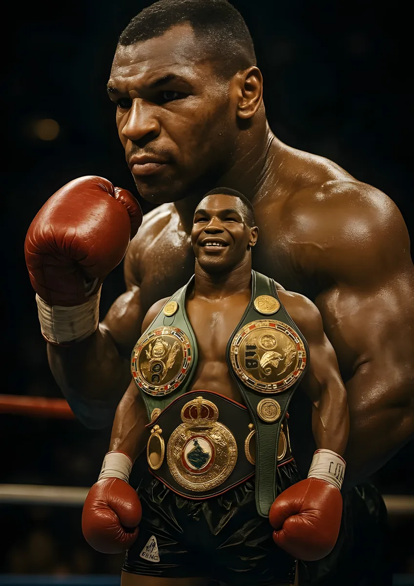 Mike Tyson Heavyweight Champion Belts Poster