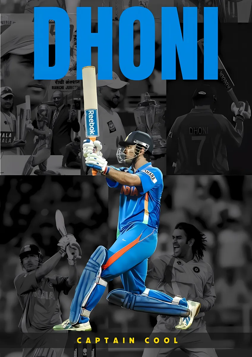Ms Dhoni Captain Cool Blue Jersey Poster