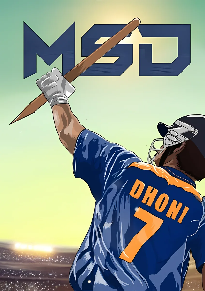 Ms Dhoni Msd Number 7 Sky Bat Poster