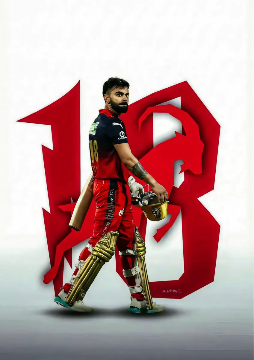 Virat Kohli Number 18 Goat Silhouette Poster