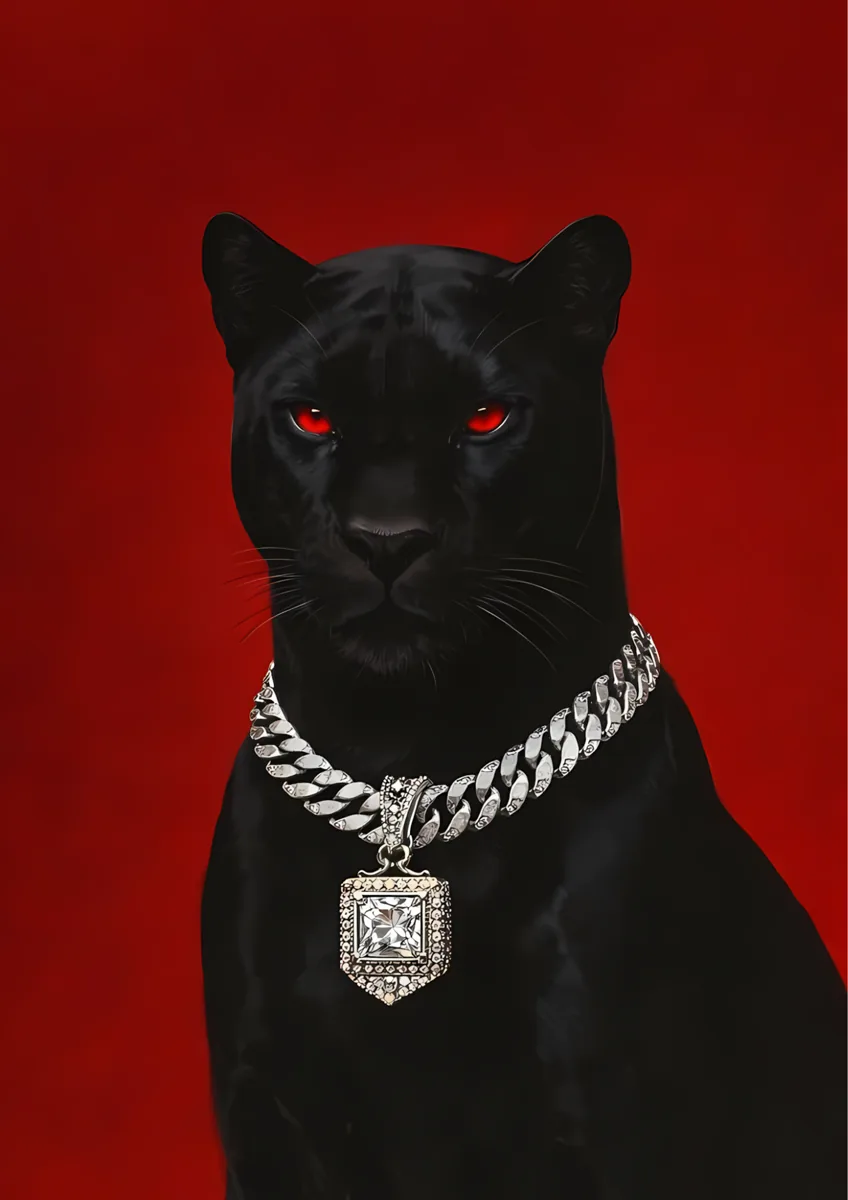 Black Panther Silver Chain Red Eyes Poster