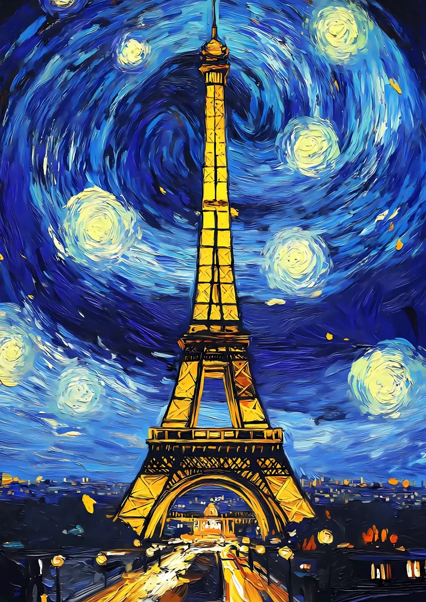Eiffel Tower Starry Night Van Gogh Poster